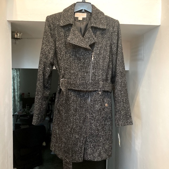 Michael Kors Asymmetrical Wool-Blend Coat - Picture 1 of 7